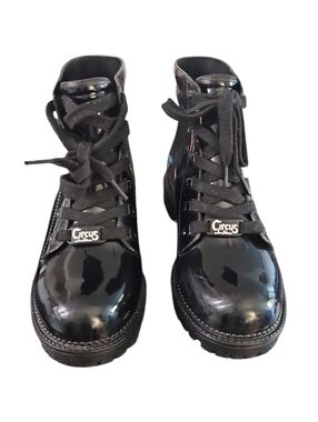 Circus by Sam Edelman Black Patent Lace-Up Boots Size 8